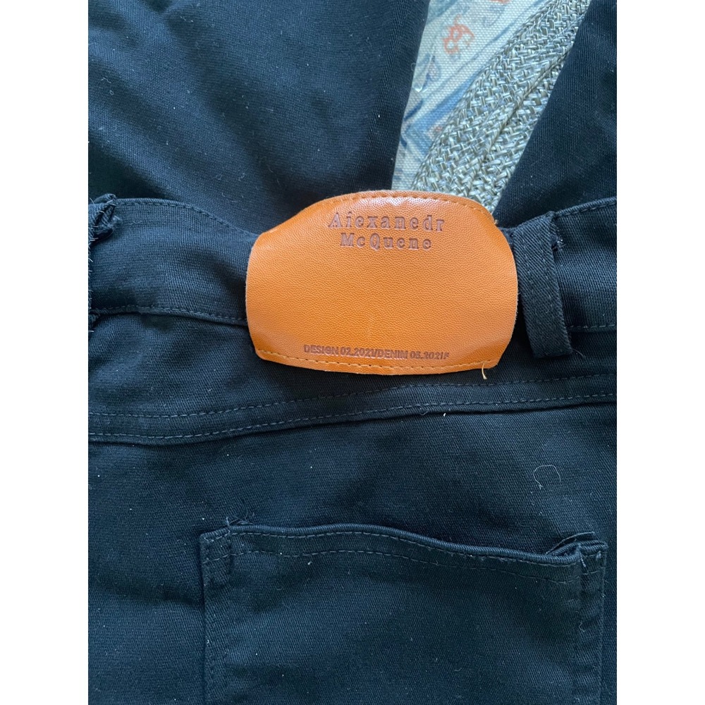 Alexander McQueen Womens Black Wide Leg High Rise Stretch Trousers Size XL - Picture 3 of 5